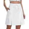 MoFiz Women’s Golf Skirts Knee Length Drawstring Athletic Tennis Skort Modest Long Sport Active Casual Summer Skirt Pockets(White)