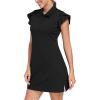 MoFiz Women’s Golf Tennis Dress Sports Polo Dress Short Sleeve Quick Dry Casual Workwear Button(2025-black)
