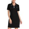 MoFiz Women’s Golf Tennis Dress Sports Polo Dress Short Sleeve Quick Dry Casual Workwear Button(A-black)