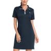 MoFiz Women’s Golf Tennis Dress Sports Polo Dress Short Sleeve Quick Dry Casual Workwear Button(A-navy)