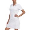 MoFiz Women’s Golf Tennis Dress Sports Polo Dress Short Sleeve Quick Dry Casual Workwear Button(A-white)