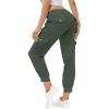 MoFiz Women’s Lightweight Hiking Cargo Pants Outdoor Quick Dry Casual Travel Sweatpants Joggers Elastic Waist Button Pockets(A03-army Green)