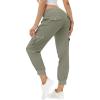MoFiz Women’s Lightweight Hiking Cargo Pants Outdoor Quick Dry Casual Travel Sweatpants Joggers Elastic Waist Button Pockets(A04-grey Khaki)