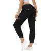 MoFiz Women’s Lightweight Hiking Cargo Pants Outdoor Quick Dry Casual Travel Sweatpants Joggers Elastic Waist Button Pockets(A06-black)