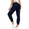 MoFiz Women’s Lightweight Hiking Cargo Pants Outdoor Quick Dry Casual Travel Sweatpants Joggers Elastic Waist Button Pockets(A08-navy)