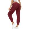 MoFiz Women’s Lightweight Hiking Cargo Pants Outdoor Quick Dry Casual Travel Sweatpants Joggers Elastic Waist Button Pockets(A17-wine Red)