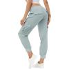 MoFiz Women’s Lightweight Hiking Cargo Pants Outdoor Quick Dry Casual Travel Sweatpants Joggers Elastic Waist Button Pockets(A18-light Grey)