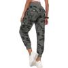MoFiz Women’s Lightweight Hiking Cargo Pants Outdoor Quick Dry Casual Travel Sweatpants Joggers Elastic Waist Button Pockets(A20-camouflage Green)
