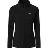 MoFiz Women’s Long Sleeve Golf Polo Shirt 1/4 Zip UPF 50+ Sun Protection Quick Dry Lightweight Athletic Hiking Running Tops(01-black)