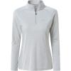 MoFiz Women’s Long Sleeve Golf Polo Shirt 1/4 Zip UPF 50+ Sun Protection Quick Dry Lightweight Athletic Hiking Running Tops(01-greyish White)