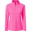 MoFiz Women’s Long Sleeve Golf Polo Shirt 1/4 Zip UPF 50+ Sun Protection Quick Dry Lightweight Athletic Hiking Running Tops(01-rose Red)