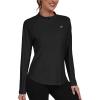MoFiz Women’s Long Sleeve Golf Polo Shirt 1/4 Zip UPF 50+ Sun Protection Quick Dry Lightweight Athletic Hiking Running Tops(Black)