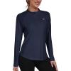 MoFiz Women’s Long Sleeve Golf Polo Shirt 1/4 Zip UPF 50+ Sun Protection Quick Dry Lightweight Athletic Hiking Running Tops(Navy Blue)