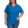 MoFiz Women’s Plus Size Golf Polo Shirts Loose Fit Short Sleeve V-Neck Tennis Workouts Tops, XL-5XL(Blue)