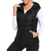 MoFiz Women’s Puffer Vest Lightweight Hooded Warm Fleece Lined Hybrid Softshell Hiking Winter Sleeveless Zip Vest(01 Black)