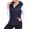 MoFiz Women’s Puffer Vest Lightweight Hooded Warm Fleece Lined Hybrid Softshell Hiking Winter Sleeveless Zip Vest(01 Navy Blue)