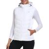 MoFiz Women’s Puffer Vest Lightweight Hooded Warm Fleece Lined Hybrid Softshell Hiking Winter Sleeveless Zip Vest(01 White)