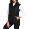 MoFiz Women’s Puffer Vest Lightweight Hooded Warm Fleece Lined Hybrid Softshell Hiking Winter Sleeveless Zip Vest(02 Black)