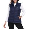 MoFiz Women’s Puffer Vest Lightweight Hooded Warm Fleece Lined Hybrid Softshell Hiking Winter Sleeveless Zip Vest(02 Navy Blue)