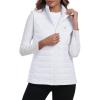 MoFiz Women’s Puffer Vest Lightweight Hooded Warm Fleece Lined Hybrid Softshell Hiking Winter Sleeveless Zip Vest(02 White)