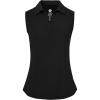 MoFiz Women’s Sleeveless Golf Polo Shirts 1/4 Zip Floral Tennis Workout Golf Tank Top(Black)