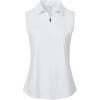 MoFiz Women’s Sleeveless Golf Polo Shirts 1/4 Zip Floral Tennis Workout Golf Tank Top(White)
