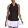 MoFiz Women’s Sleeveless Golf Polo Shirts UPF50+ Athletic Tennis Tops Lightweight Racerback Tank Tops Pickleball Shirt(X-black)