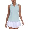 MoFiz Women’s Sleeveless Golf Polo Shirts UPF50+ Athletic Tennis Tops Lightweight Racerback Tank Tops Pickleball Shirt(X-light Blue)