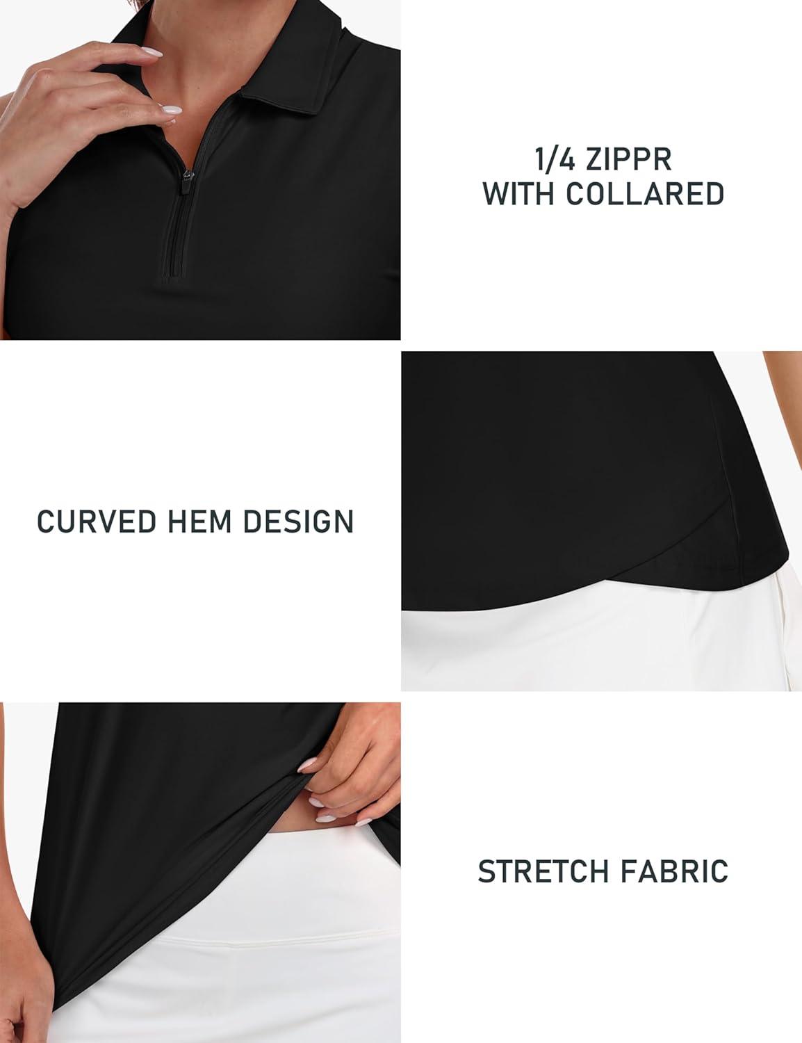 imageAIRIKE Golf Polo Shirts for Women Sleeveless Summer Sports Athletic Fashionable WorkwearQuick Dry Womens Tank TopsAblack