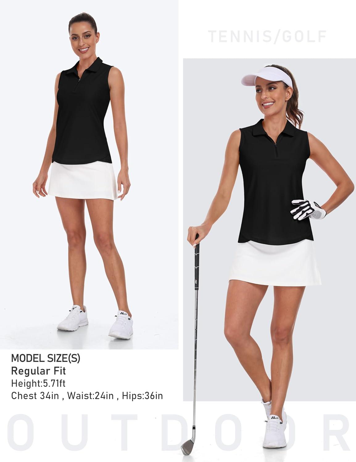 imageAIRIKE Golf Polo Shirts for Women Sleeveless Summer Sports Athletic Fashionable WorkwearQuick Dry Womens Tank TopsAblack
