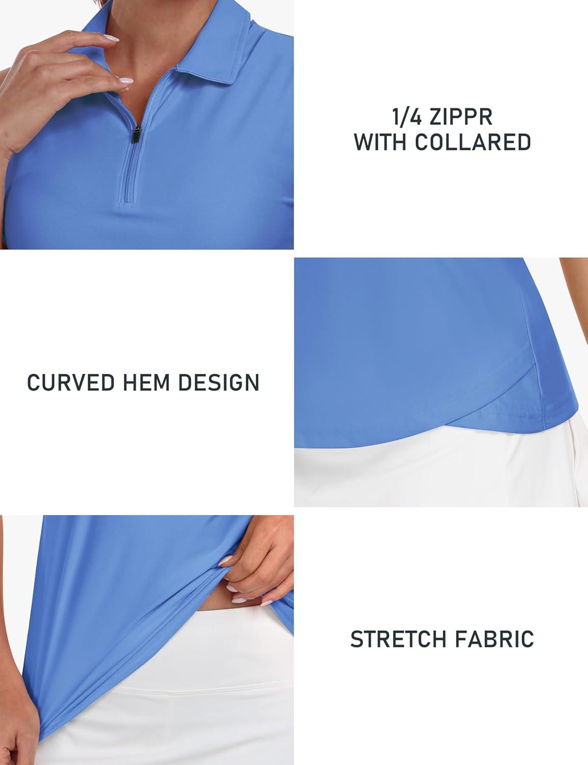 imageAIRIKE Golf Polo Shirts for Women Sleeveless Summer Sports Athletic Fashionable WorkwearQuick Dry Womens Tank TopsAblue