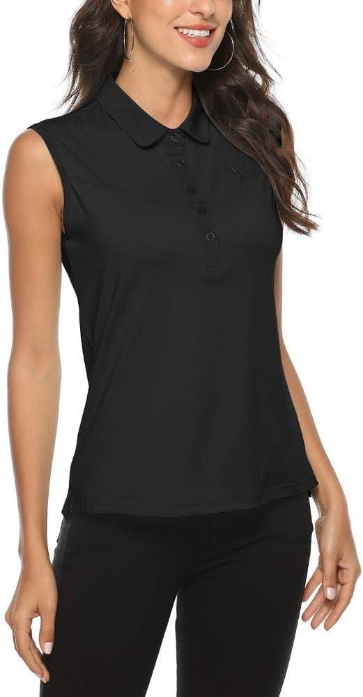 imageAIRIKE Golf Polo Shirts for Women Sleeveless Summer Sports Athletic Fashionable WorkwearQuick Dry Womens Tank TopsBblack
