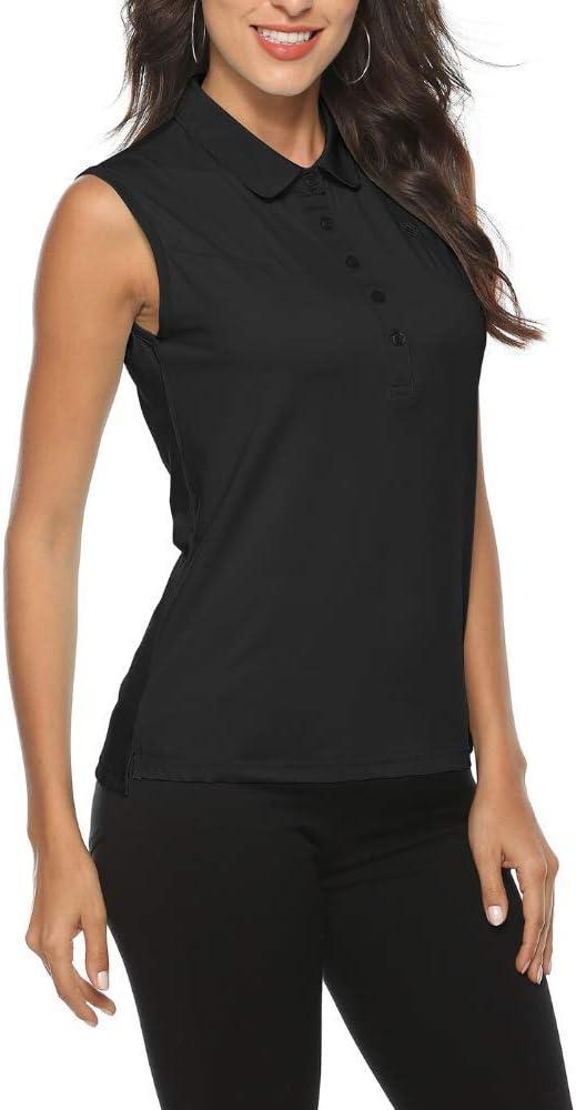 imageAIRIKE Golf Polo Shirts for Women Sleeveless Summer Sports Athletic Fashionable WorkwearQuick Dry Womens Tank TopsBblack
