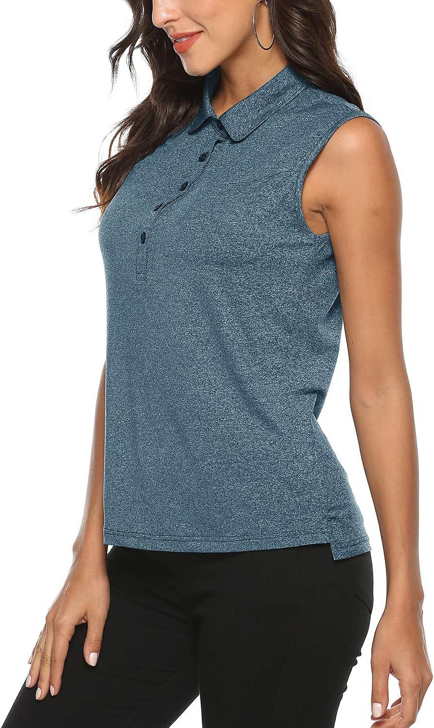 imageAIRIKE Golf Polo Shirts for Women Sleeveless Summer Sports Athletic Fashionable WorkwearQuick Dry Womens Tank TopsBblue 3