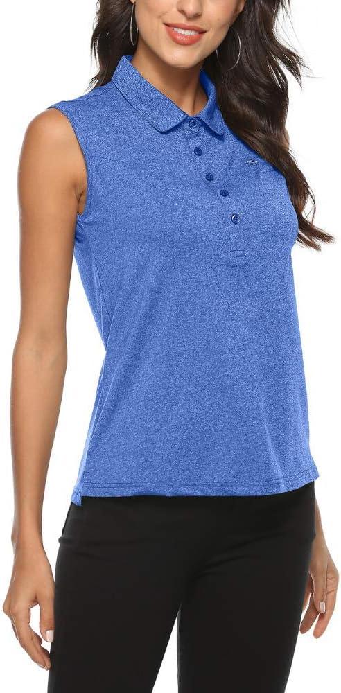 imageAIRIKE Golf Polo Shirts for Women Sleeveless Summer Sports Athletic Fashionable WorkwearQuick Dry Womens Tank TopsBblue
