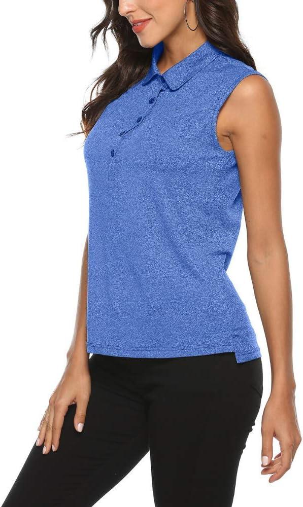 imageAIRIKE Golf Polo Shirts for Women Sleeveless Summer Sports Athletic Fashionable WorkwearQuick Dry Womens Tank TopsBblue