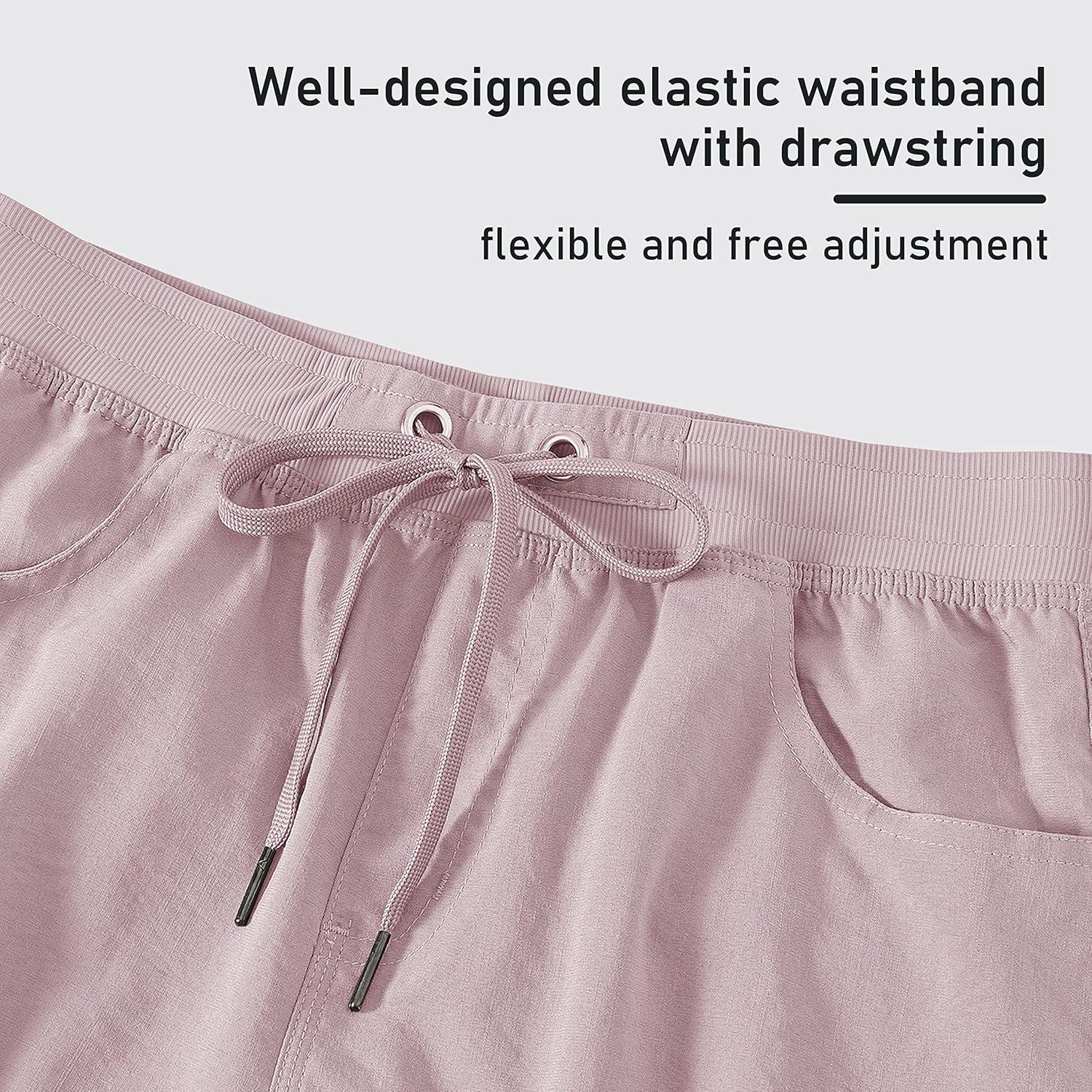 imageMoFiz Womens 10quot Hiking Cargo Shorts 6 Pockets Lightweight Quick Dry Outdoor Running Athletic Short Summer Travel LooseDusty Pink