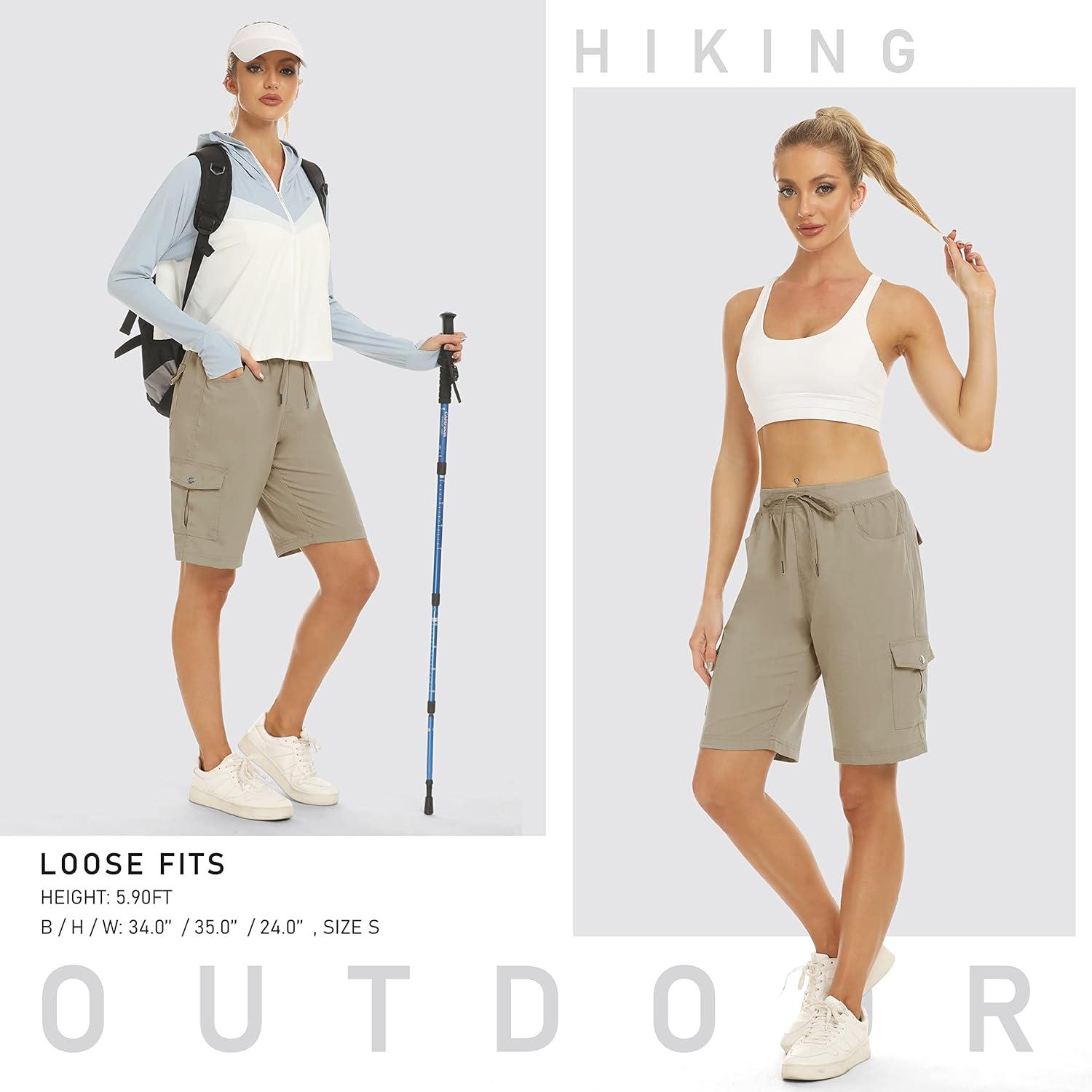 imageMoFiz Womens 10quot Hiking Cargo Shorts 6 Pockets Lightweight Quick Dry Outdoor Running Athletic Short Summer Travel LooseKhaki