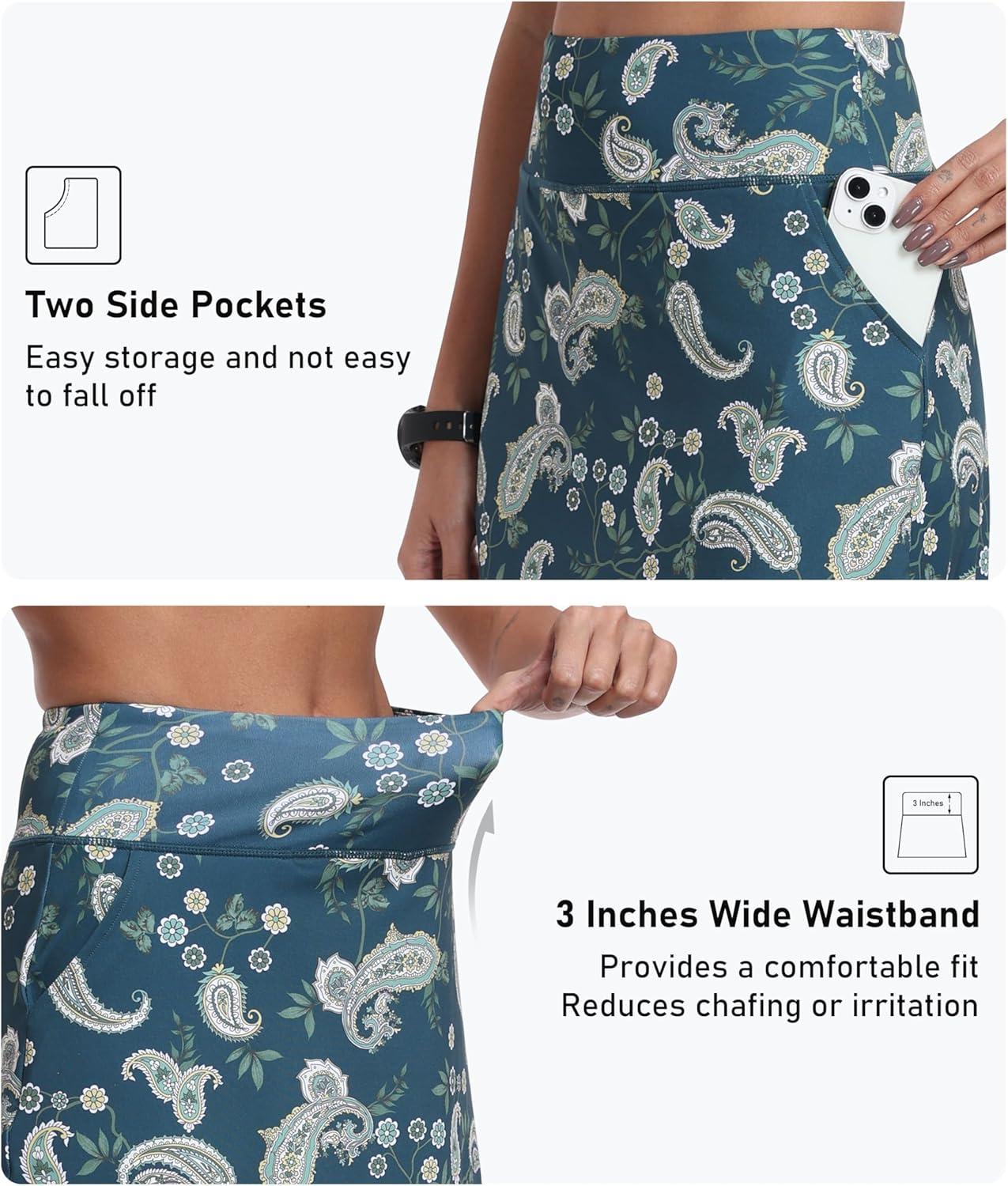 imageMoFiz Womens 20quot Knee Length Golf Skorts Athletic Skirts Summer Casual Active Workout Sports Tennis Skirt with 4 PocketsB02cashew Dark Green