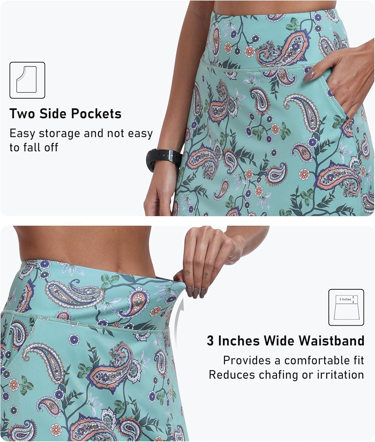 imageMoFiz Womens 20quot Knee Length Golf Skorts Athletic Skirts Summer Casual Active Workout Sports Tennis Skirt with 4 PocketsB04cashew Dark Cyan Purple