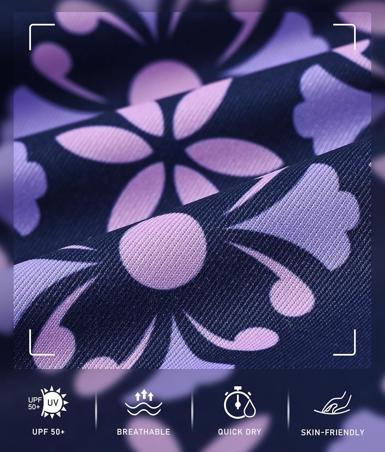 imageMoFiz Womens 20quot Knee Length Golf Skorts Athletic Skirts Summer Casual Active Workout Sports Tennis Skirt with 4 PocketsB05flowers Blue Purple