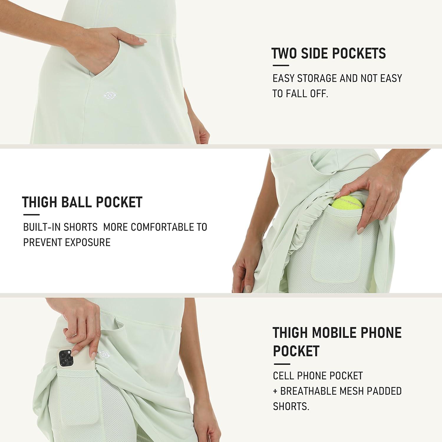 imageMoFiz Womens 20quot Knee Length Golf Skorts Athletic Skirts Summer Casual Active Workout Sports Tennis Skirt with 4 PocketsGreen