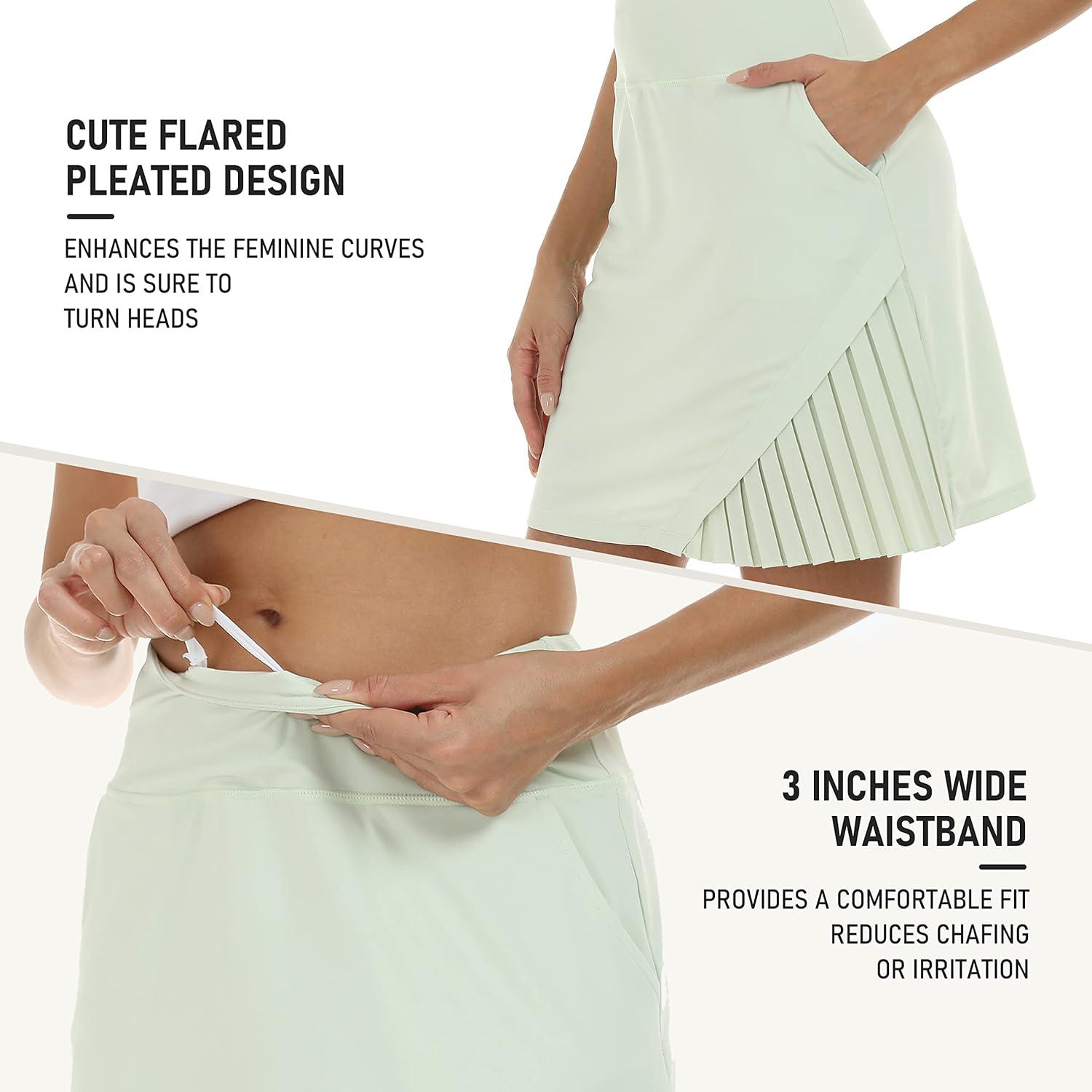 imageMoFiz Womens 20quot Knee Length Golf Skorts Athletic Skirts Summer Casual Active Workout Sports Tennis Skirt with 4 PocketsGreen