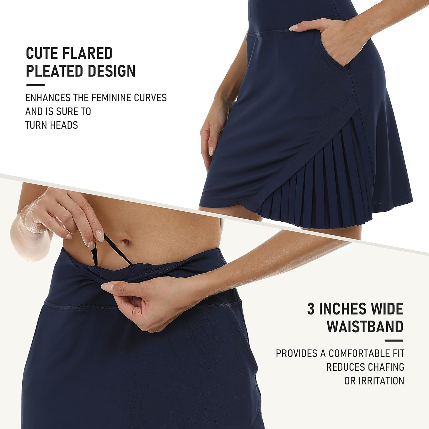 imageMoFiz Womens 20quot Knee Length Golf Skorts Athletic Skirts Summer Casual Active Workout Sports Tennis Skirt with 4 PocketsNavy