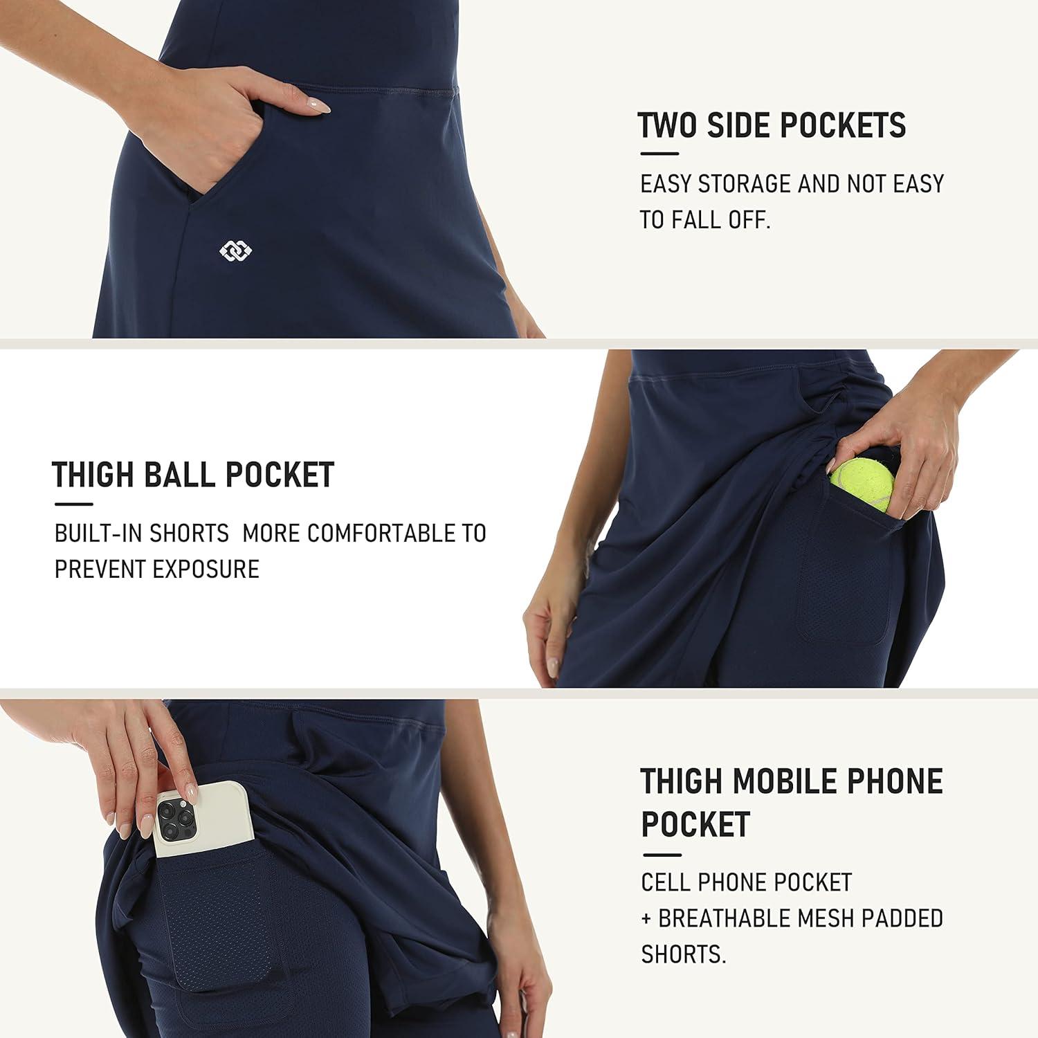 imageMoFiz Womens 20quot Knee Length Golf Skorts Athletic Skirts Summer Casual Active Workout Sports Tennis Skirt with 4 PocketsNavy