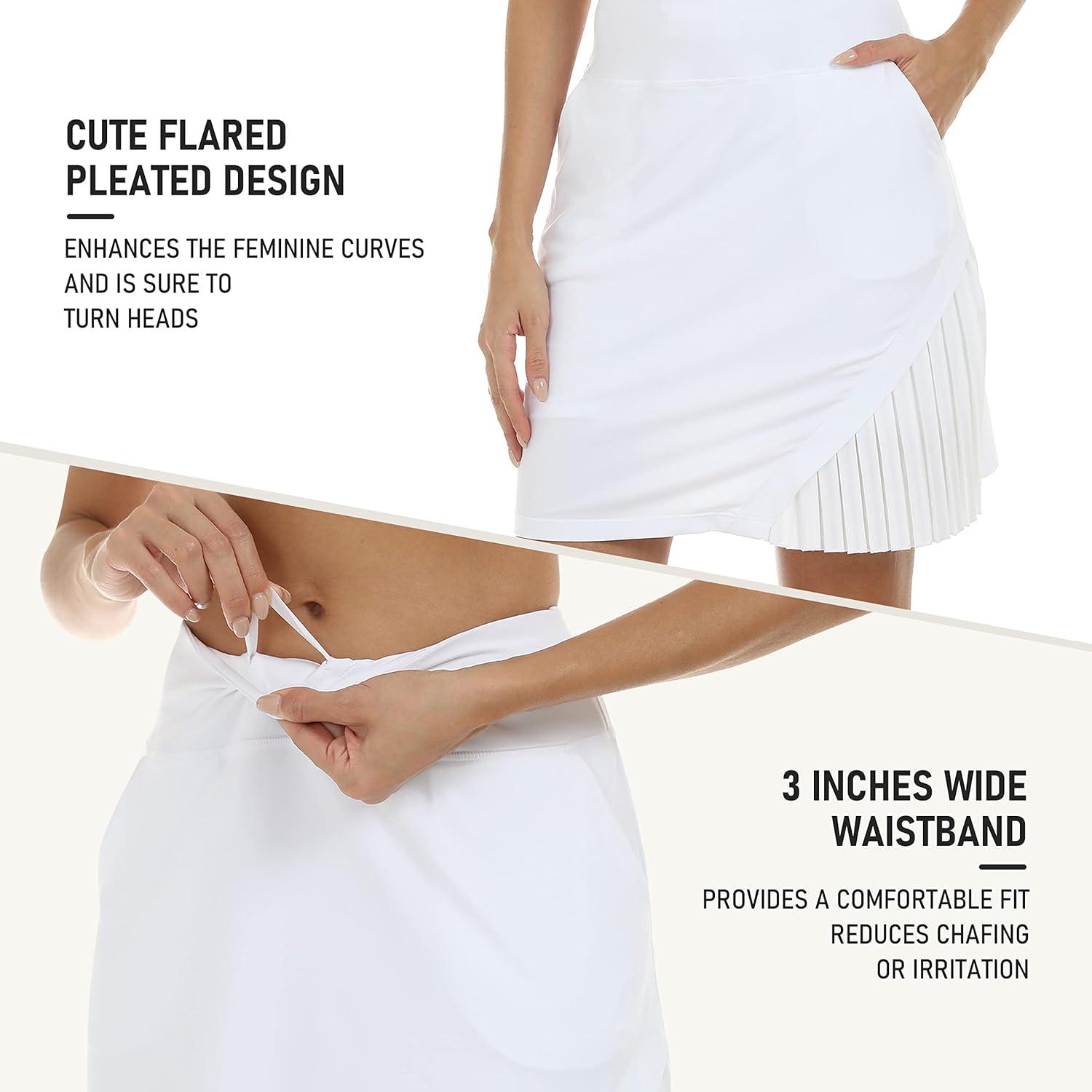 imageMoFiz Womens 20quot Knee Length Golf Skorts Athletic Skirts Summer Casual Active Workout Sports Tennis Skirt with 4 PocketsWhite