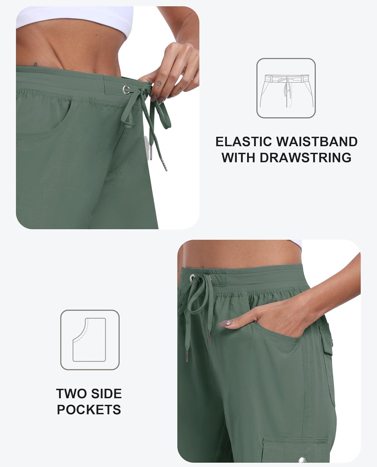 imageMoFiz Womens Hiking Shorts Athletic Outdoor Cargo Shorts for Women Quick Dry Running Summer Shorts with PocketsArmy Green