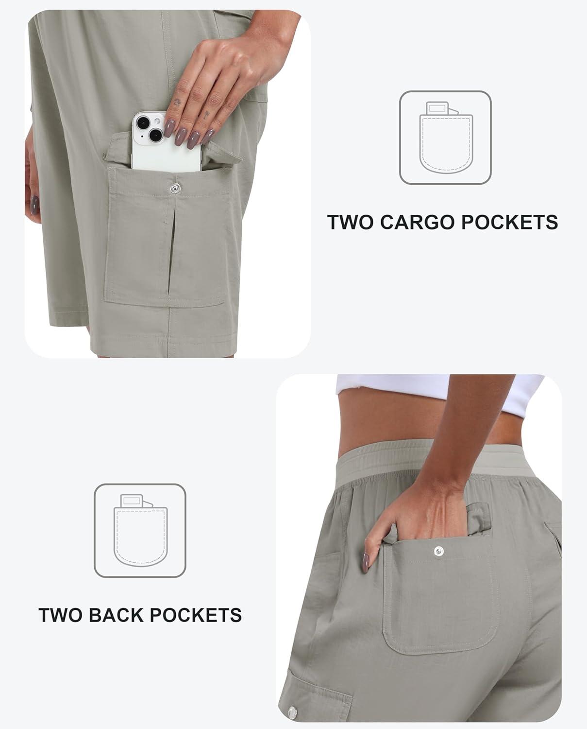 imageMoFiz Womens Hiking Shorts Athletic Outdoor Cargo Shorts for Women Quick Dry Running Summer Shorts with PocketsGrey Khaki