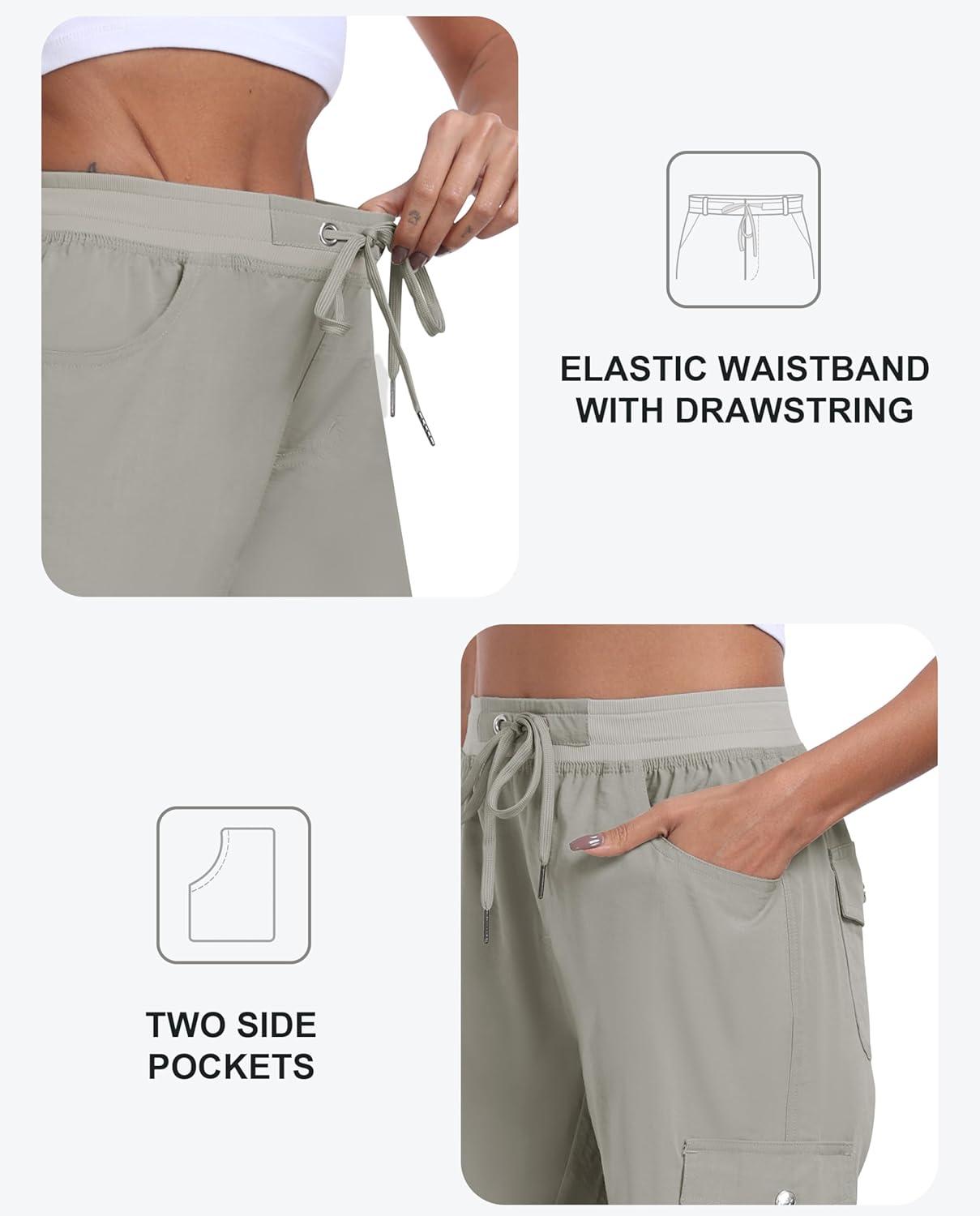 imageMoFiz Womens Hiking Shorts Athletic Outdoor Cargo Shorts for Women Quick Dry Running Summer Shorts with PocketsGrey Khaki