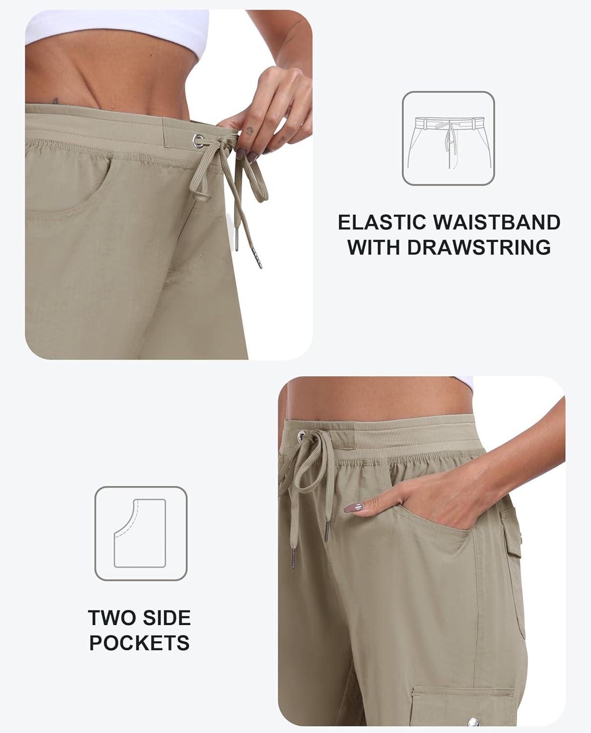 imageMoFiz Womens Hiking Shorts Athletic Outdoor Cargo Shorts for Women Quick Dry Running Summer Shorts with PocketsKhaki